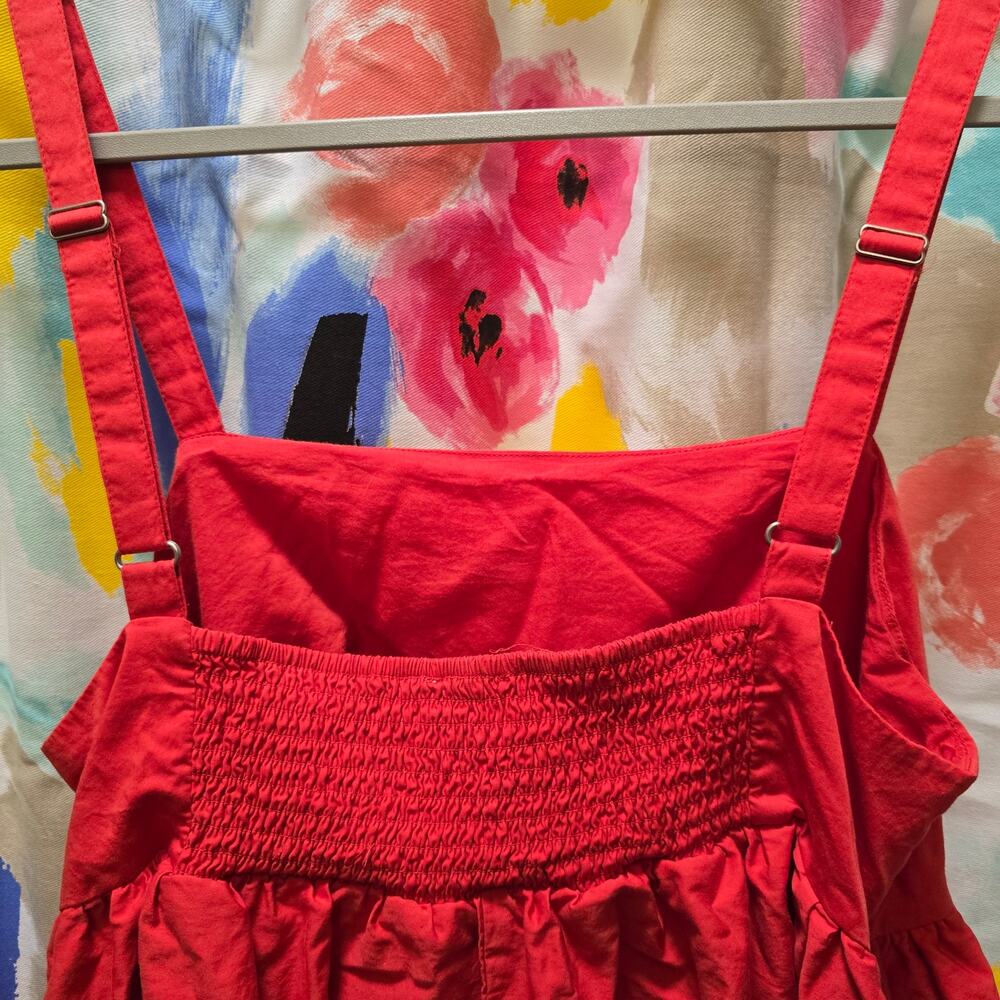 Maeve Anthropologie red sleeveless eyelet embroidered wide leg romper large - Picture 11 of 13